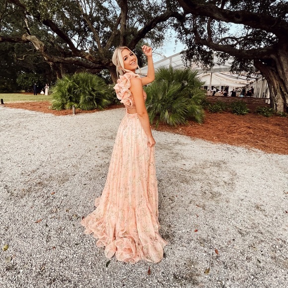 Ieena Mac Duggal Ruffle Pink Multi - Picture 2 of 4